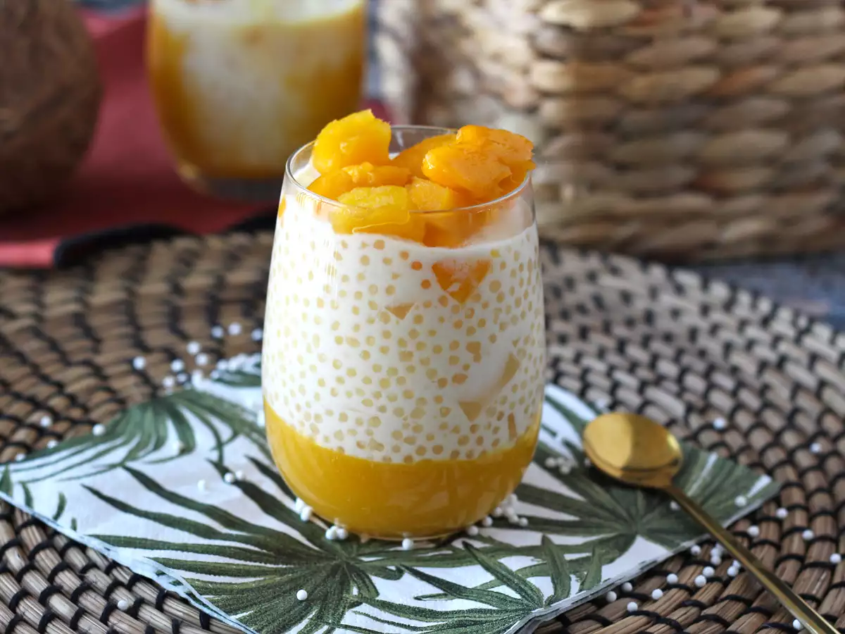 Sagu de manga com leite condensado: cremoso, tropical e irresistível