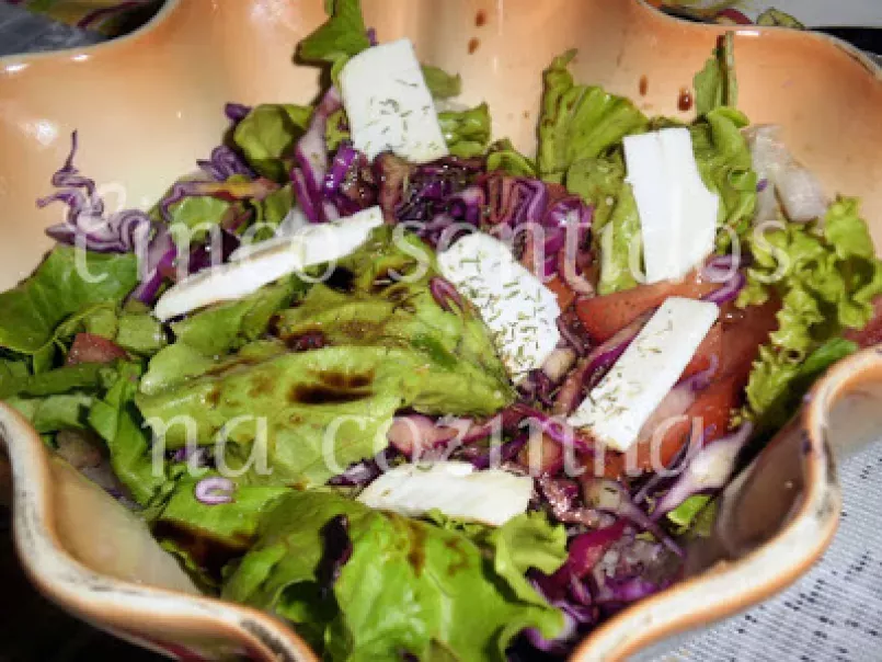 Salada de alface, couve roxa e queijo de cabra curado, foto 2