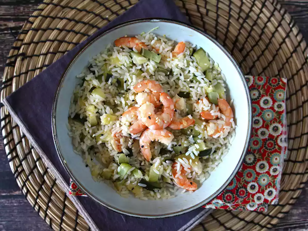 Salada de arroz com camarão, curgete e gengibre - foto 2
