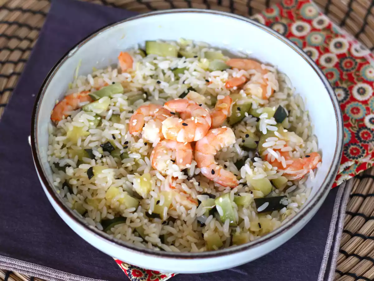 Salada de arroz com camarão, curgete e gengibre - foto 3