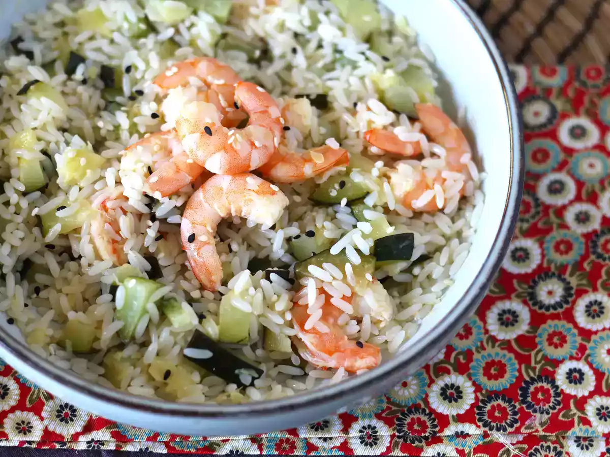 Salada de arroz com camarão, curgete e gengibre - foto 4
