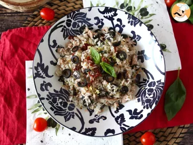 Salada de arroz mediterrânea com atum, azeite, tomate seco e limão, foto 3