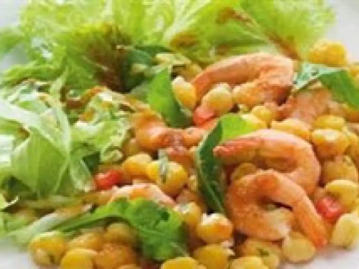 Salada de Grão de Bico e Camarão