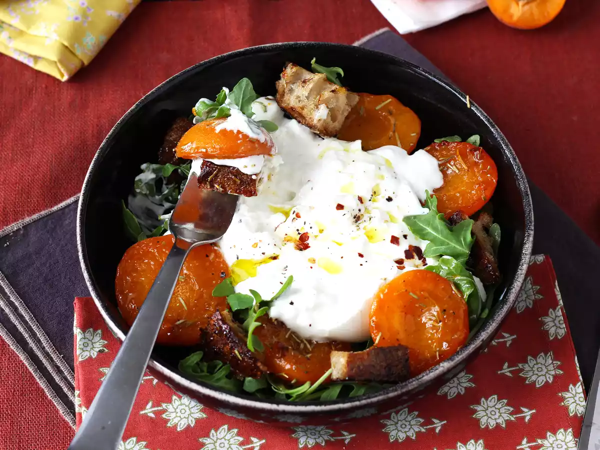 Salada refrescante de damasco assado, rúcula e burrata - foto 4