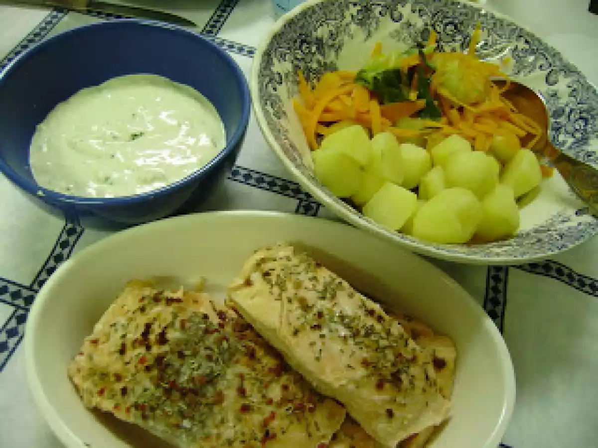 Salmão e legumes ao vapor