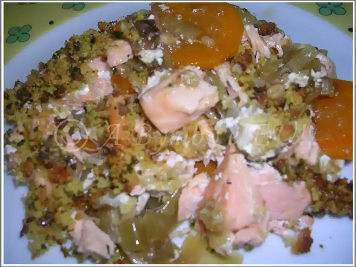 Salmão em cama de legumes
