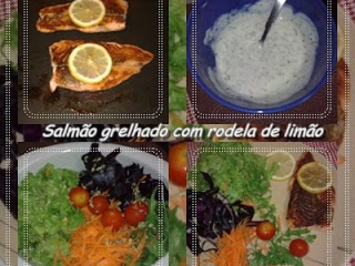 Salmão grelhado com rodela de limão