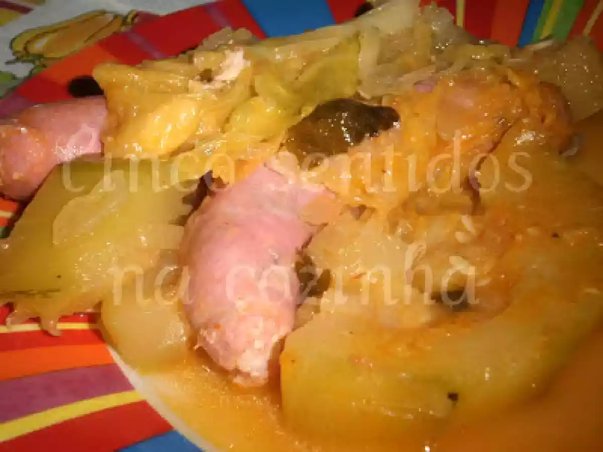 Salsichas frescas com lombardo e courgette