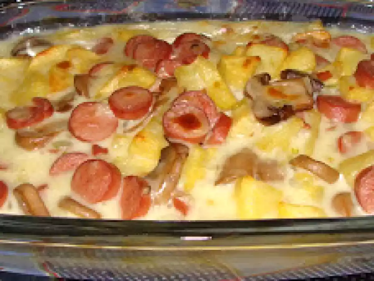 Salsichas gratinadas