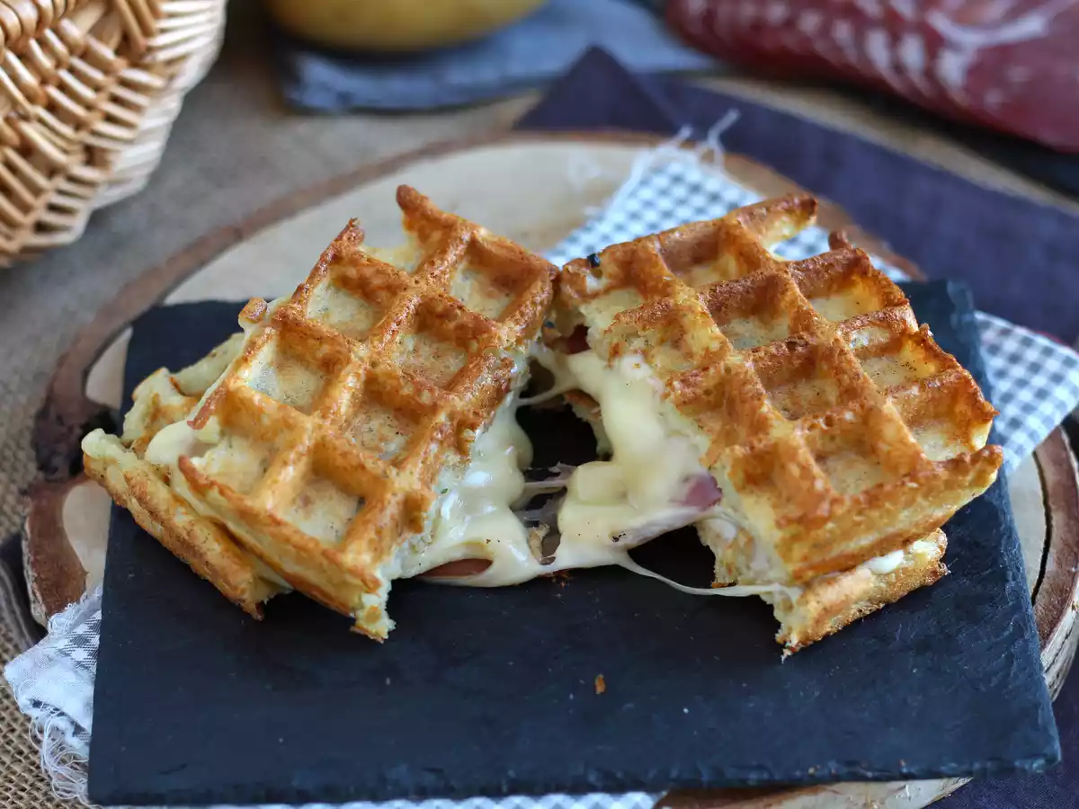 Sanduíche de waffles com batata e queijo - foto 4