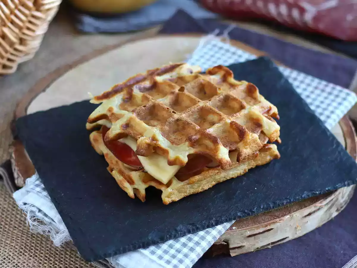 Sanduíche de waffles com batata e queijo - foto 5
