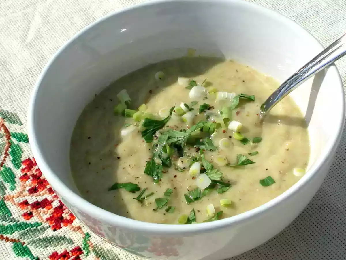 Sopa de Aveia e alho francês / poró (sem lácteos)