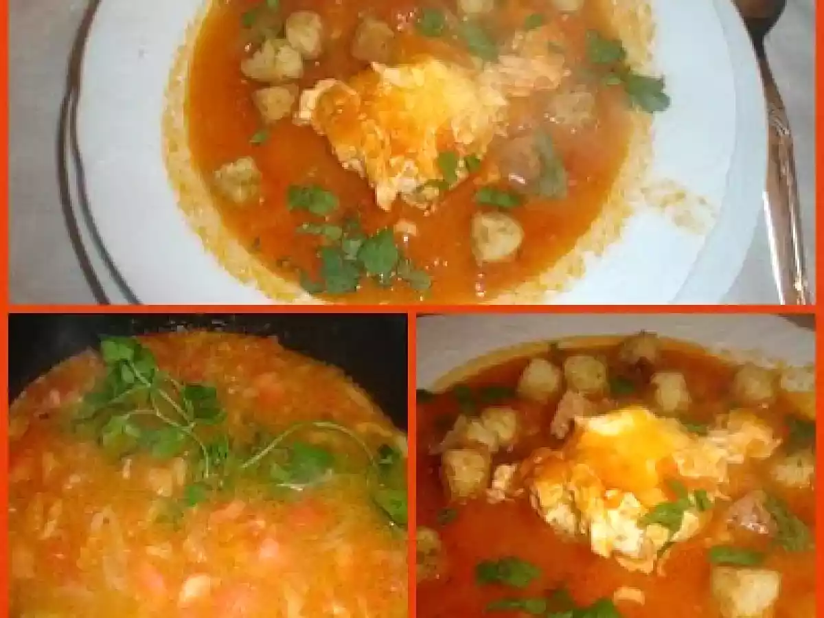Sopa de Tomate com Ovos Escalfados à Alentejana