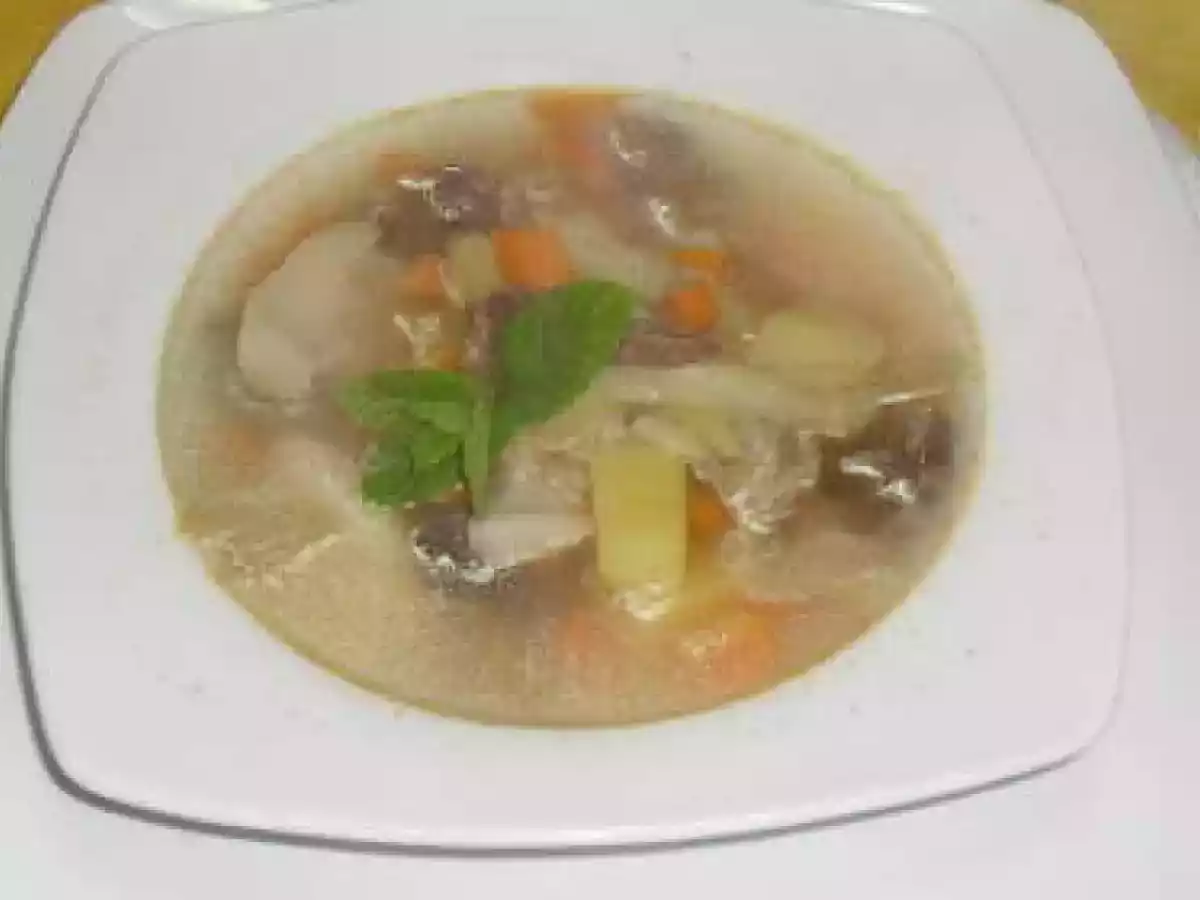 Sopa de Vitela com Hortelã