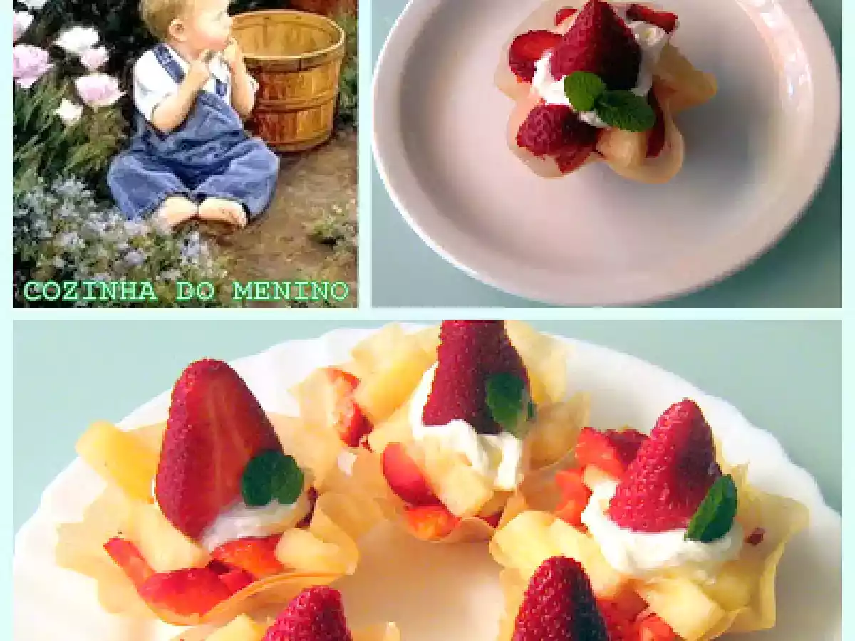 Taças de Massa Brick Com Fruta e Chantilly