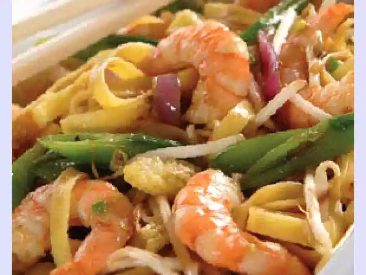 Tagliatelli com Camarão e Alho