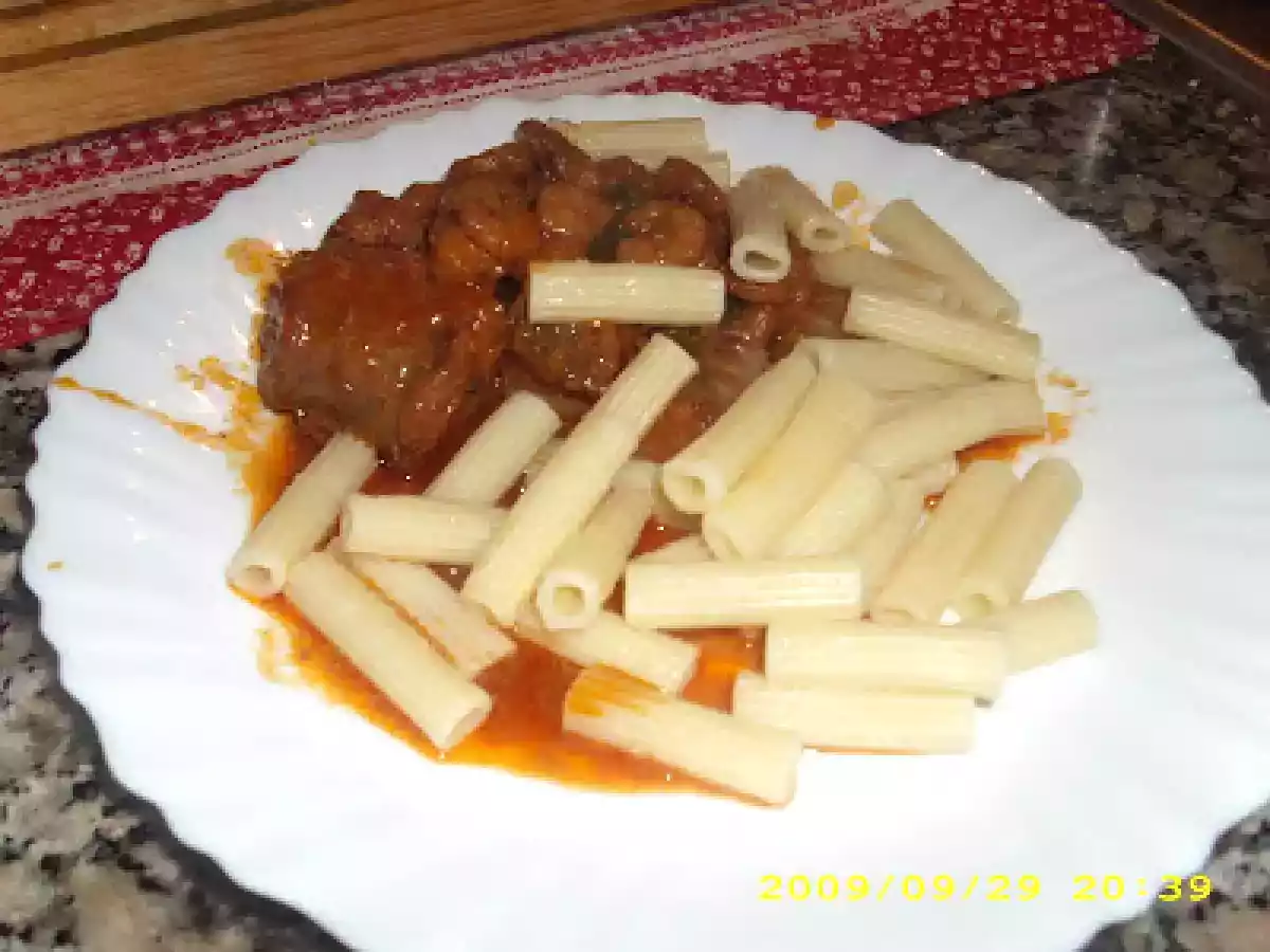 Tamboril refogado com Penne