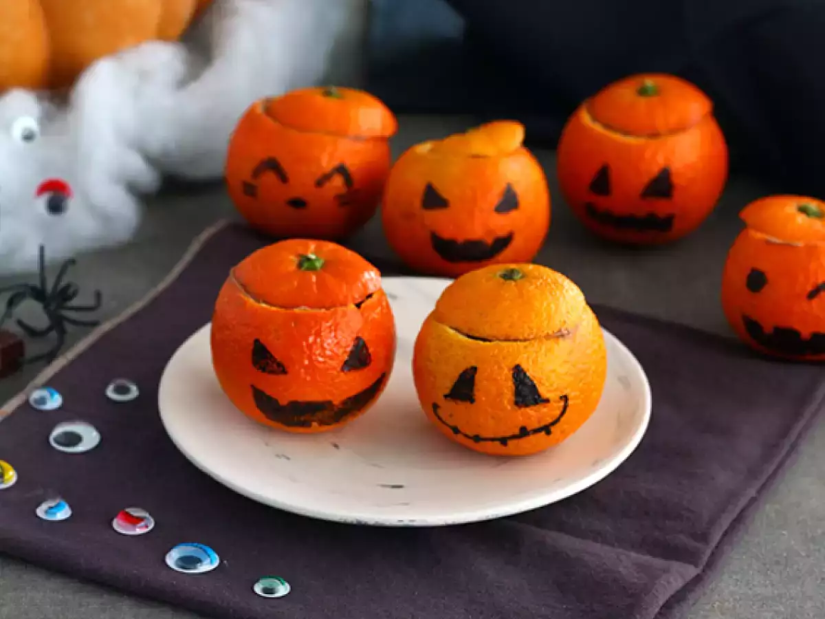 Tangerina de Halloween (com mousse de chocolate)