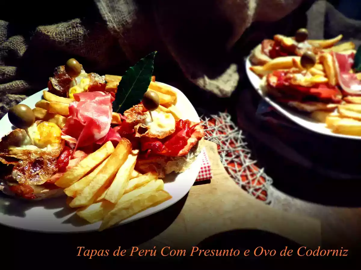 Tapas de Perú Com Presunto e Ovo de Codorniz