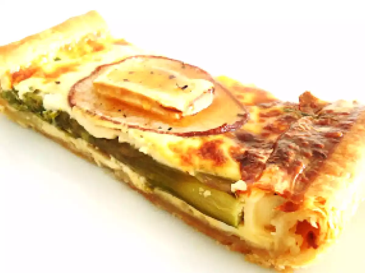 Tarte de Espargos, Pêra e Brie com Mel