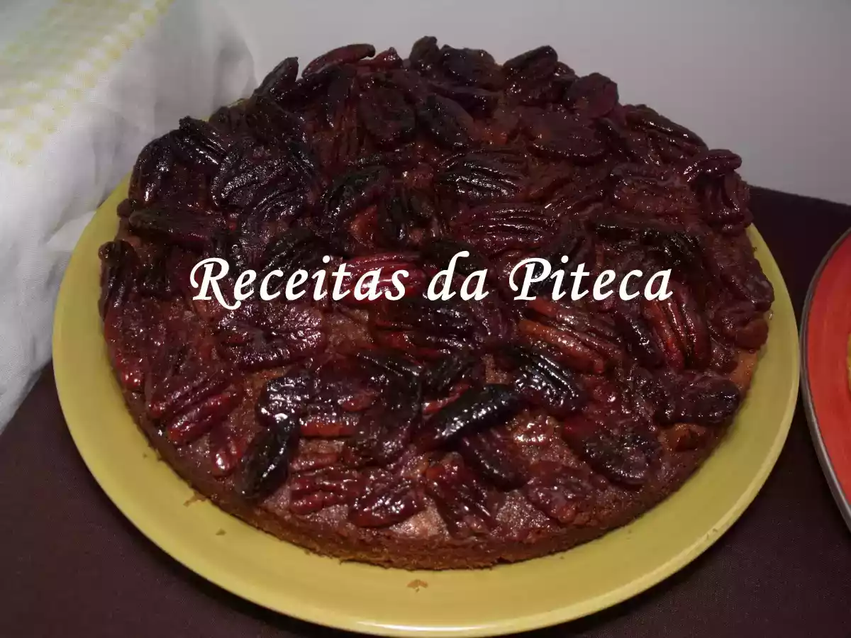 Tarte de nozes pecans e canela