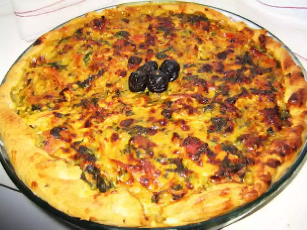 Tarte de peru, presunto e espinafres