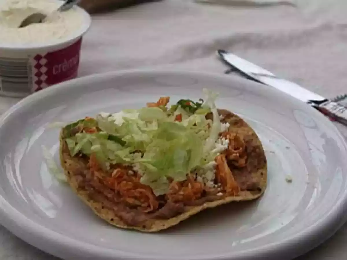 Tinga (Frango Desfiado com Tostada Mexicana)