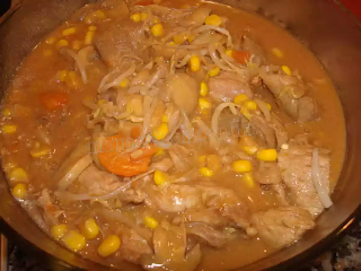 Tiras de porco com rebentos de soja (ju)