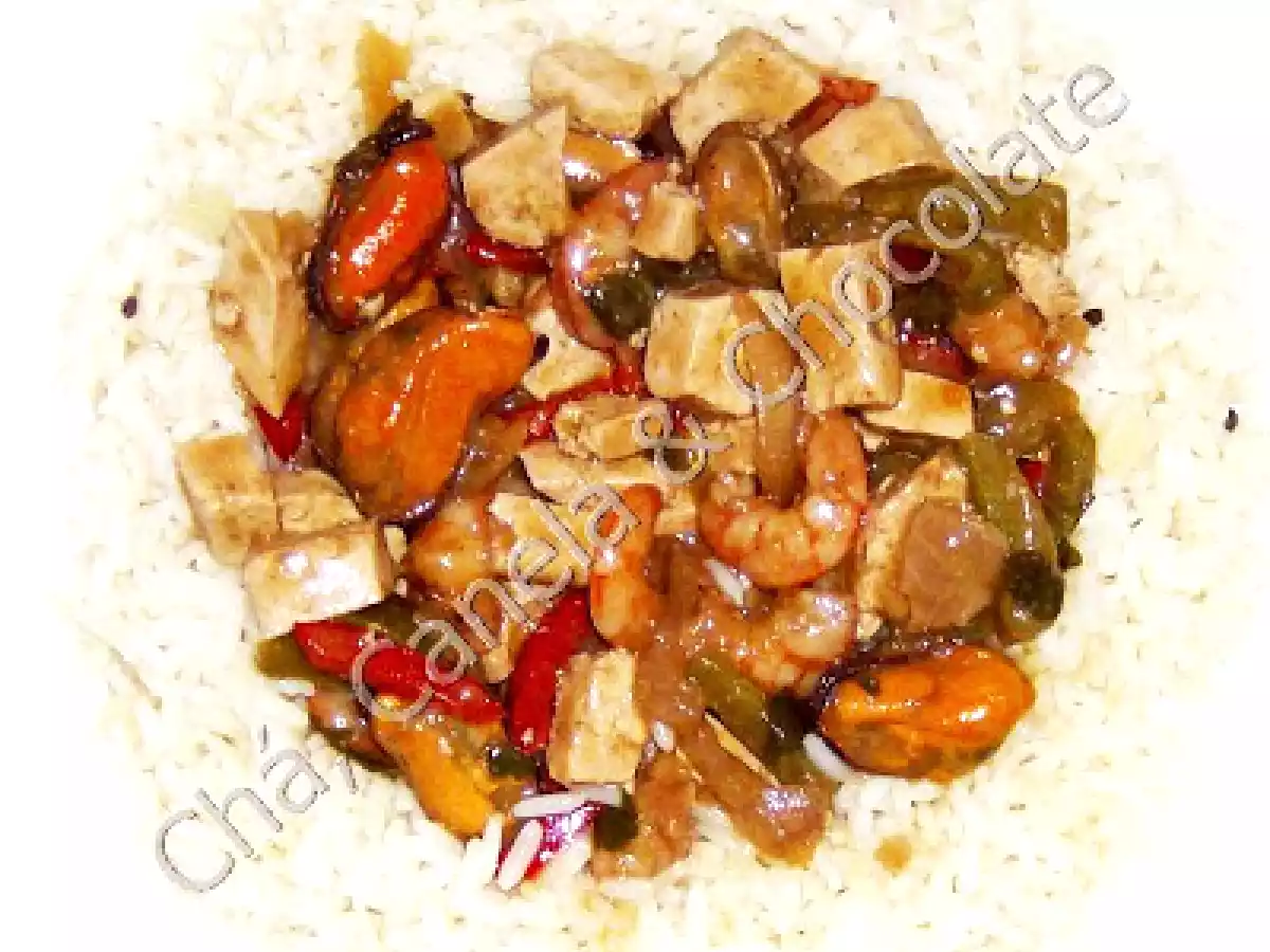 Tofu com Cerveja e Marisco