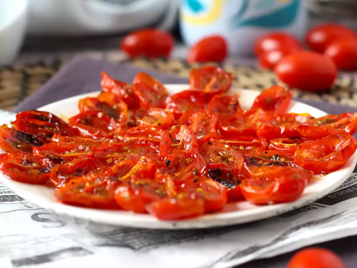 Tomates confitados (tomate confit) na Air Fryer