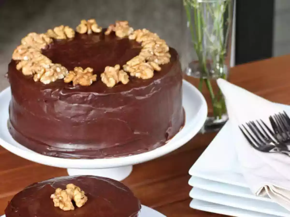 Torta de Nozes e Chocolate