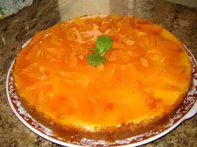 Torta de ricota com geléia de damasco