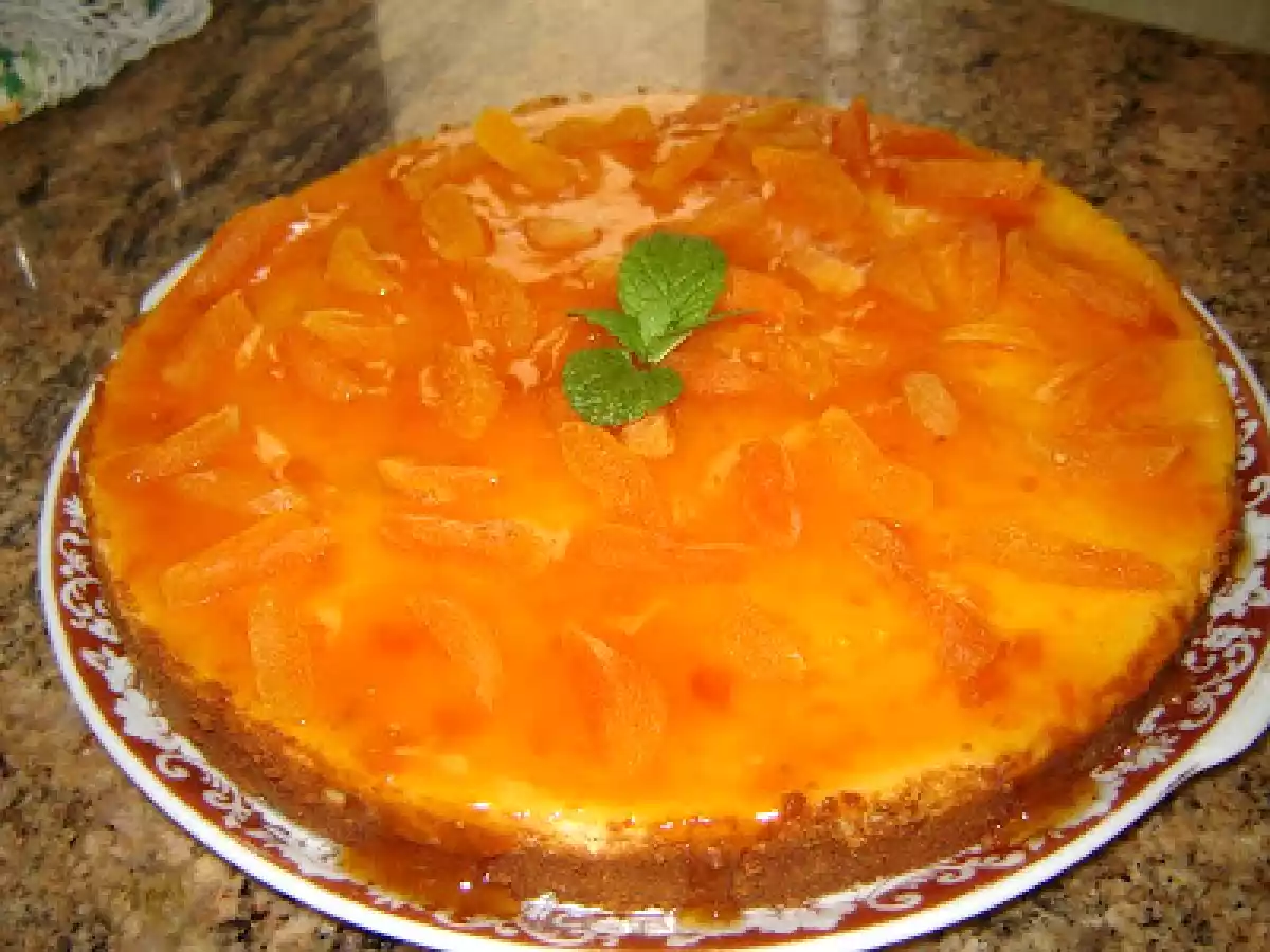 TORTA DE RICOTA COM GELÉIA DE DAMASCO
