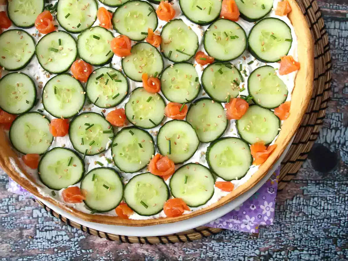 Torta super refrescante: ricota, pepino e salmão defumado - foto 3