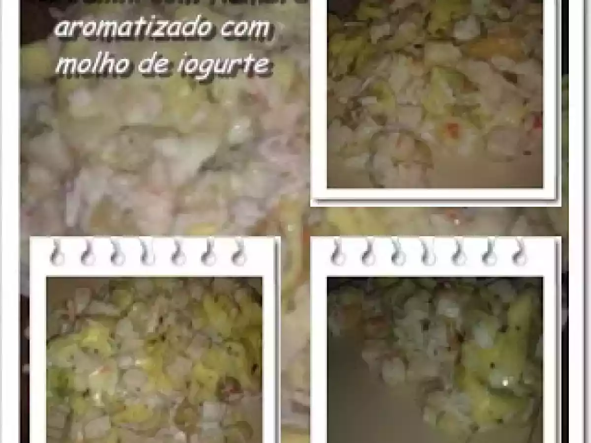 Tortellini com fiambre e aromatizado com molho de iogurte