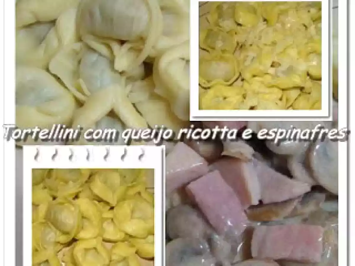 Tortellini com queijo ricotta e espinafres