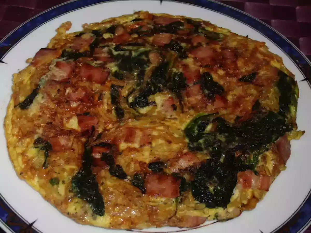 Tortilha de espinafres e bacon