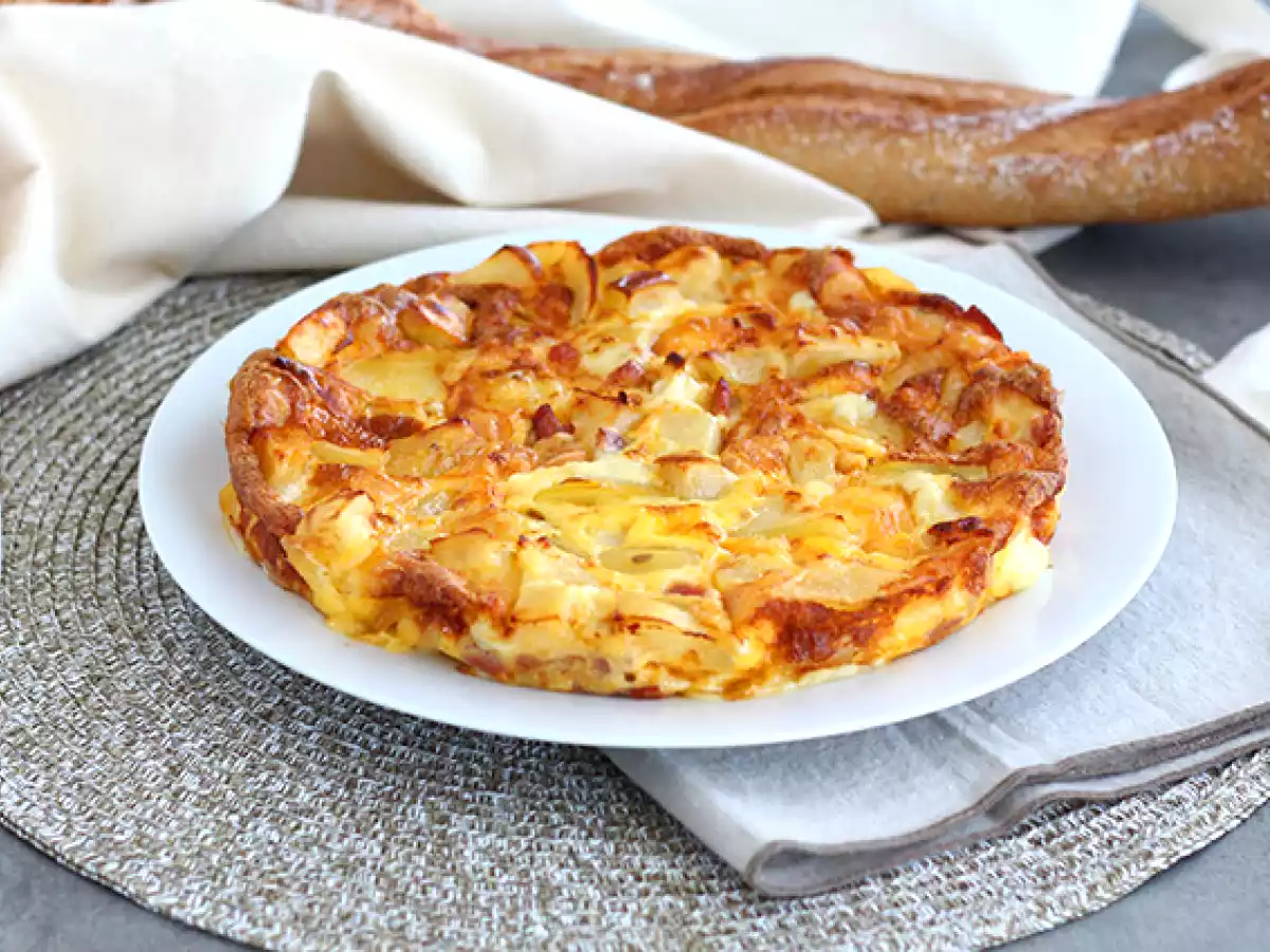 Tortilha de queijo e presunto feito no forno (tortilla - omelete)