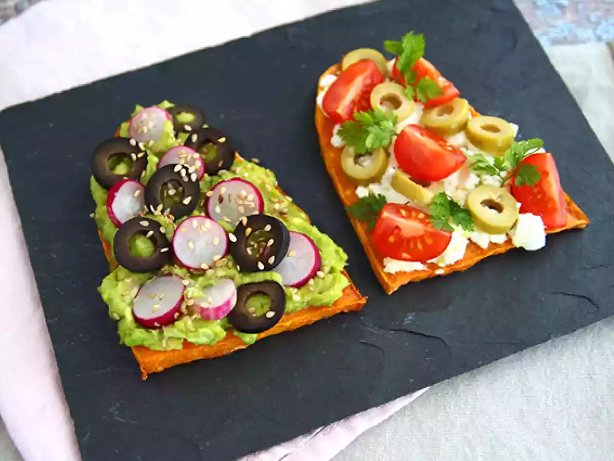 Tosta de batata doce (dois recheios)