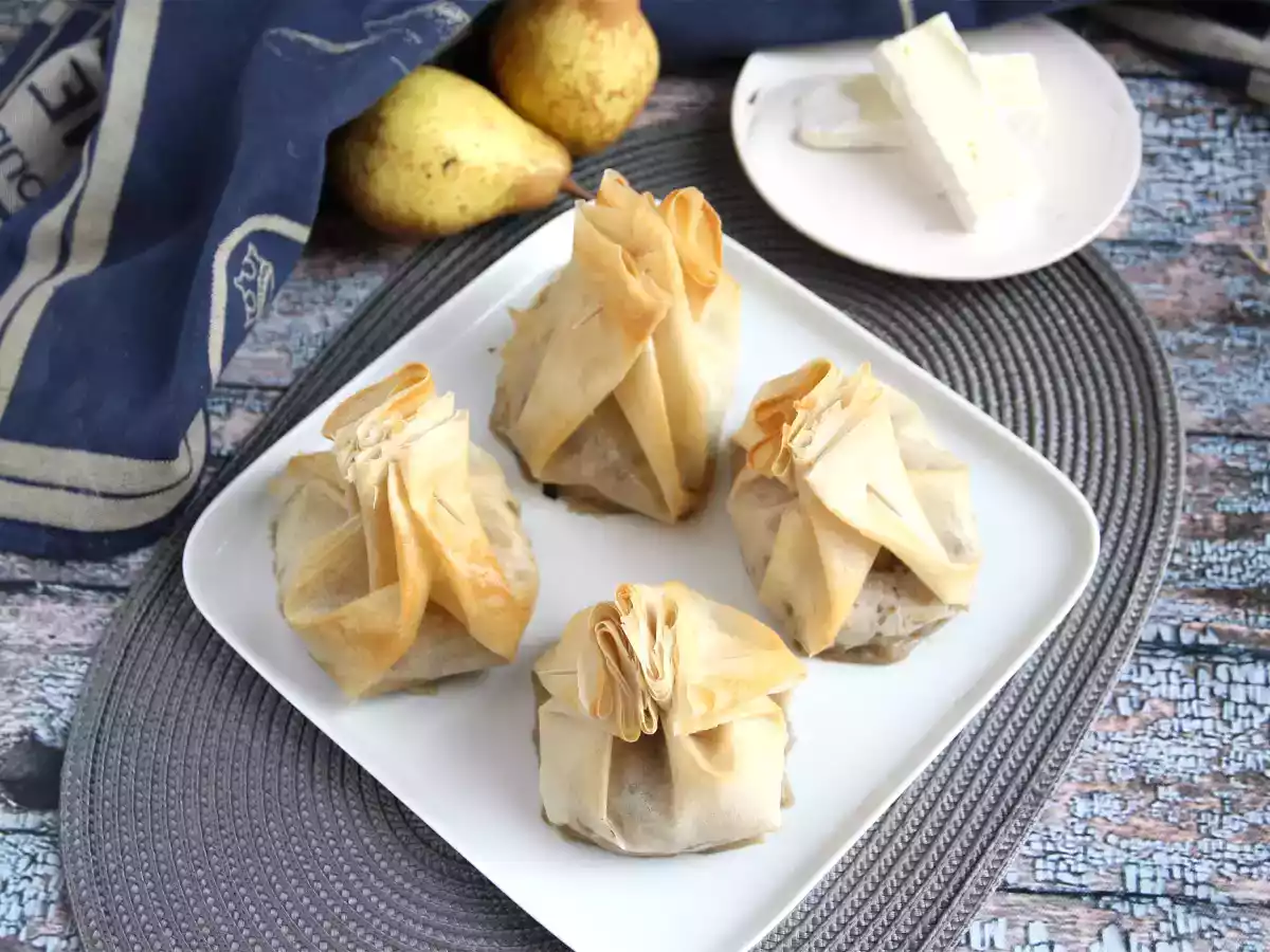 Trouxinhas crocantes de cogumelo, queijo e pêras - foto 2