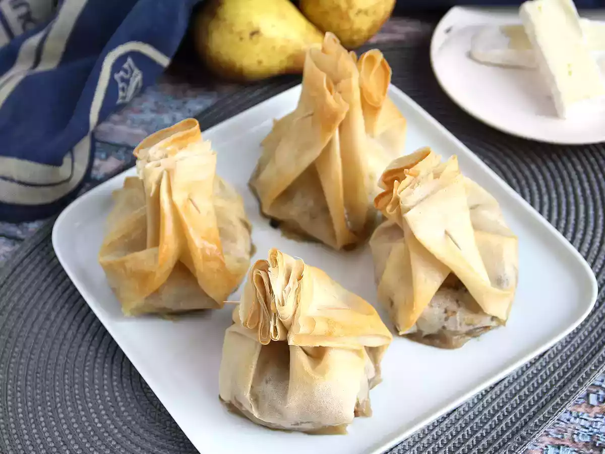 Trouxinhas crocantes de cogumelo, queijo e pêras - foto 4