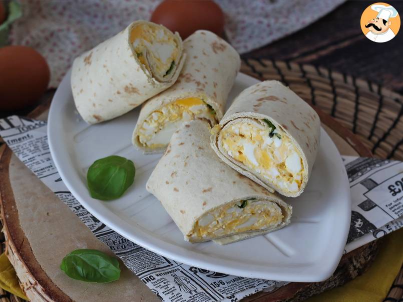 Wrap de ovo com feta, macio e super proteico