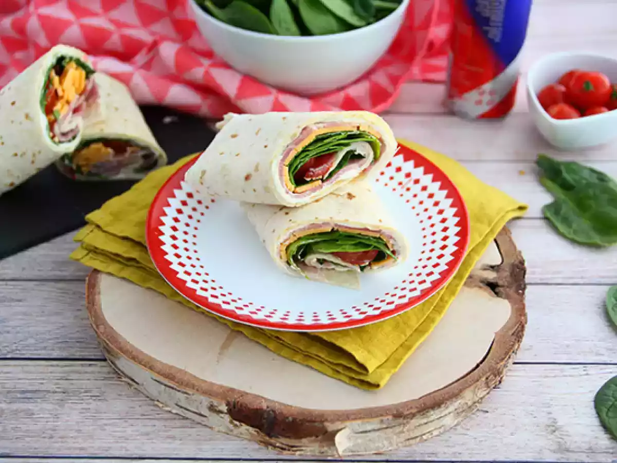Wrap de queijo cheddar, presunto e espinafre - foto 4