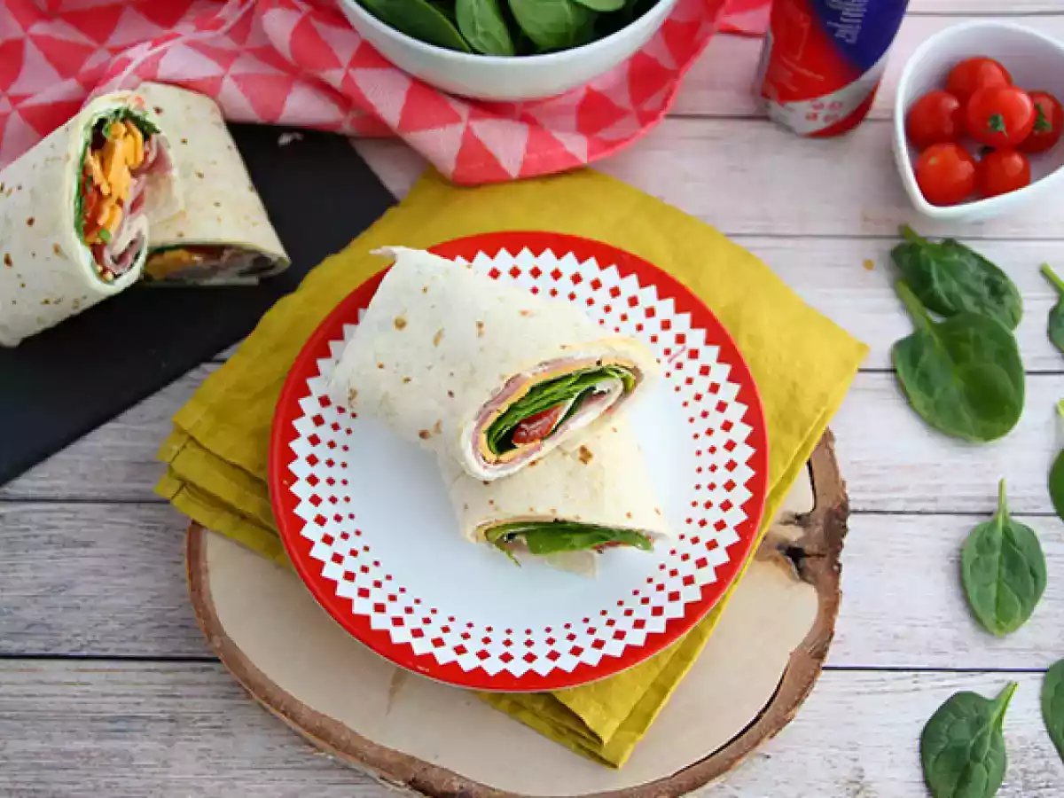Wrap de queijo cheddar, presunto e espinafre - foto 5
