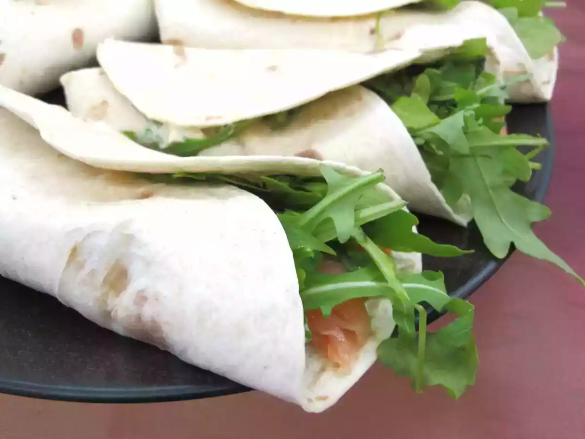 Wraps de salmão fumado